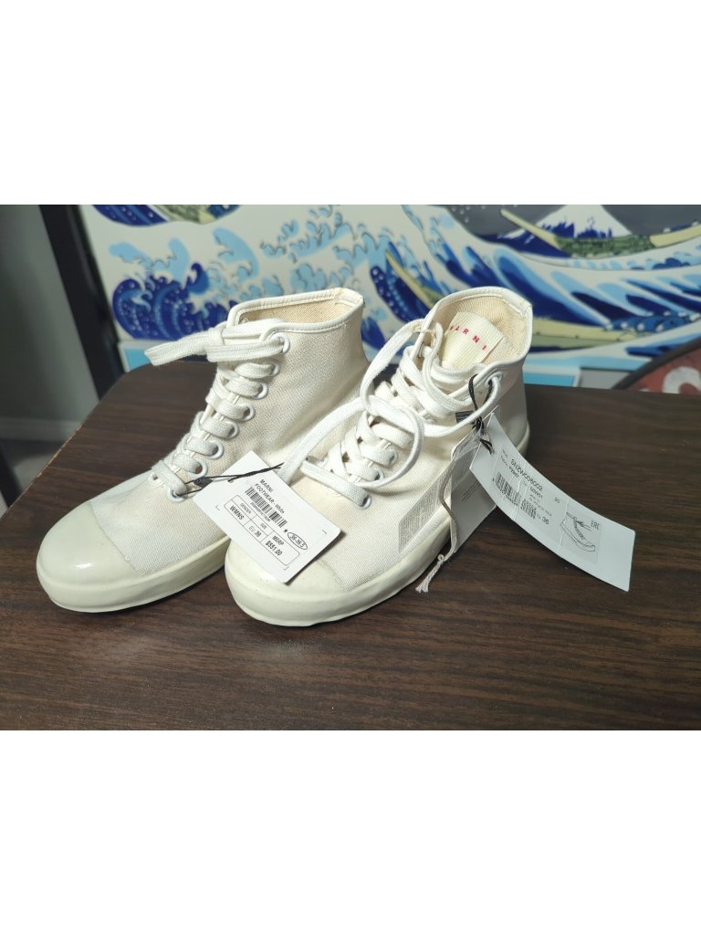 New Women's Eu 36 Marni Gooey Sole White Canvas Hi-Tops Sneakers Kicks Shoes